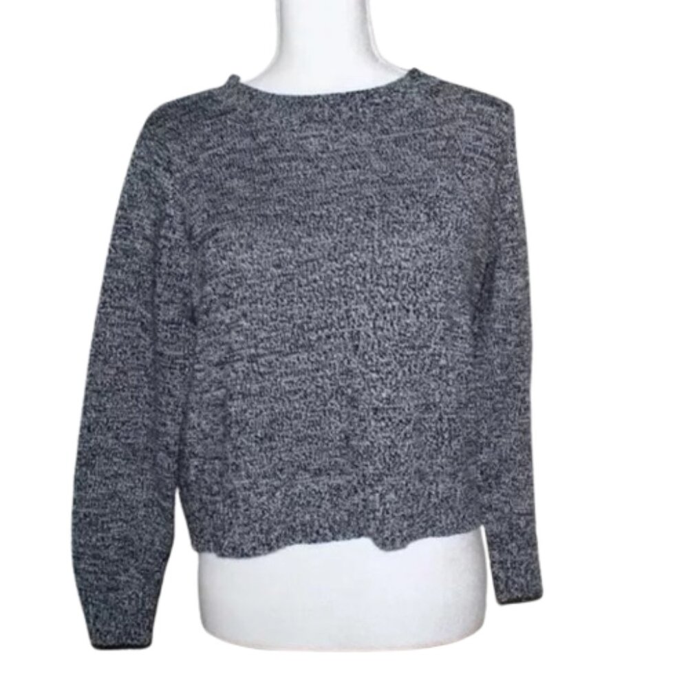 H&M Mock Neck Ribbed Cropped Charcoal Gray Sweater